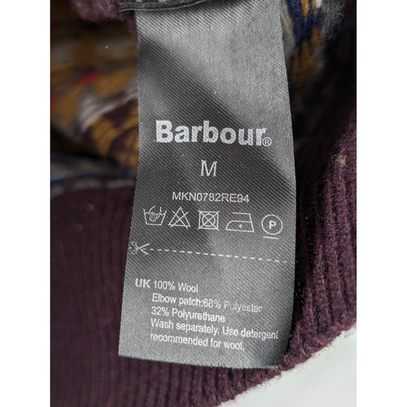 Vtg Barbour Beacon Wool Mens Fair Isle M Elbow Patches Preppy Grandpa 90s Y2K - Picture 8 of 10